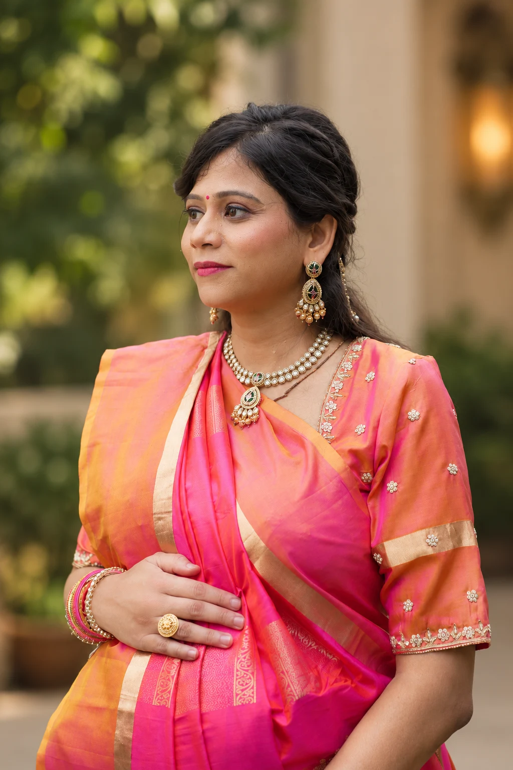 Baby shower makeup look by HB Studio Ahmedabad